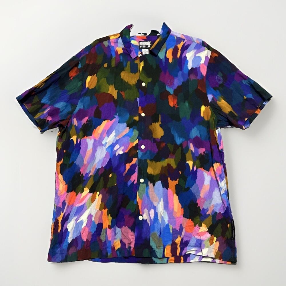 Billionaire Boys Club BBC Men’s XL Multicolor Abstract Print Rayon Camp Shirt SS